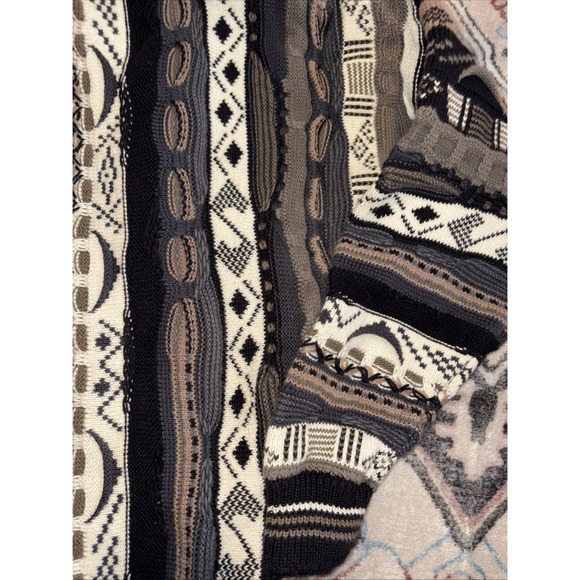 Vintage Cotton Traders Sweater Mens Medium Cosby Style 3D Chunky Knit Crewneck - Picture 2 of 5